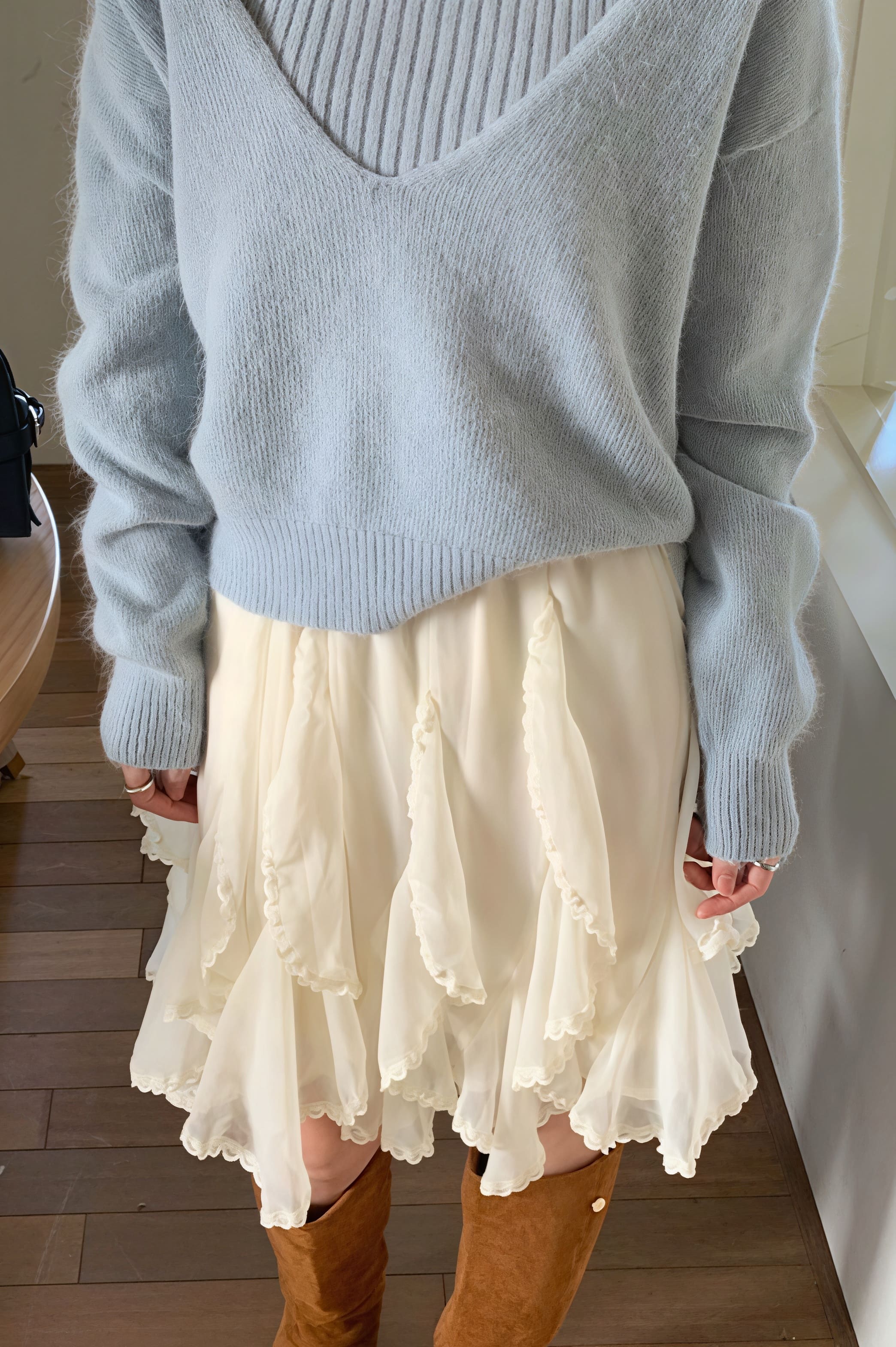 Romantic Ruffled Asymmetrical Chiffon Mini Skirt image 4
