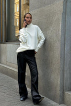 High Neck Patchwork Knit Sweater image 9