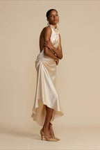 Elegant Satin Slit Backless Party Dress image 4