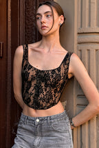 Sheer Lace Trim Sexy Cami Top image 2