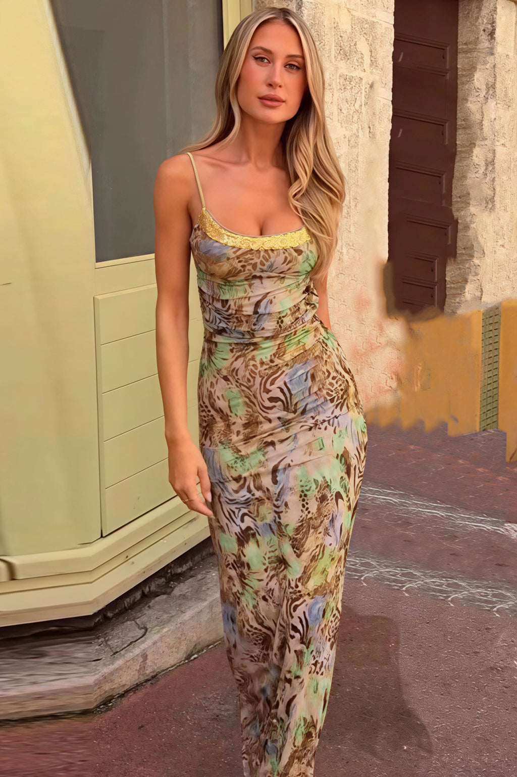 Leopard Print Sexy Cutout Backless Cami Maxi Dress image 2