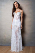 Sexy Bandeau Off Shoulder Lace Slim Long Reception Dress image 1