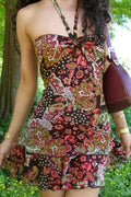 Retro Print Halter Wrap Mini Dress image 1