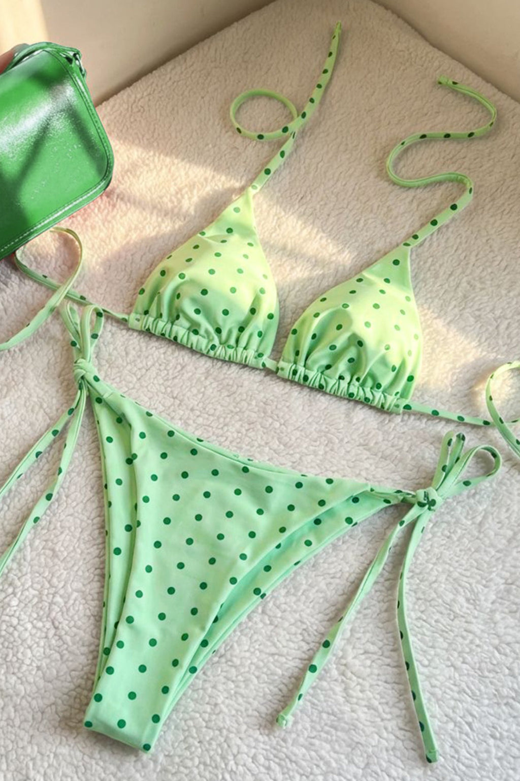 Vintage Polka Dot Tie Sexy Bikini Set image 3