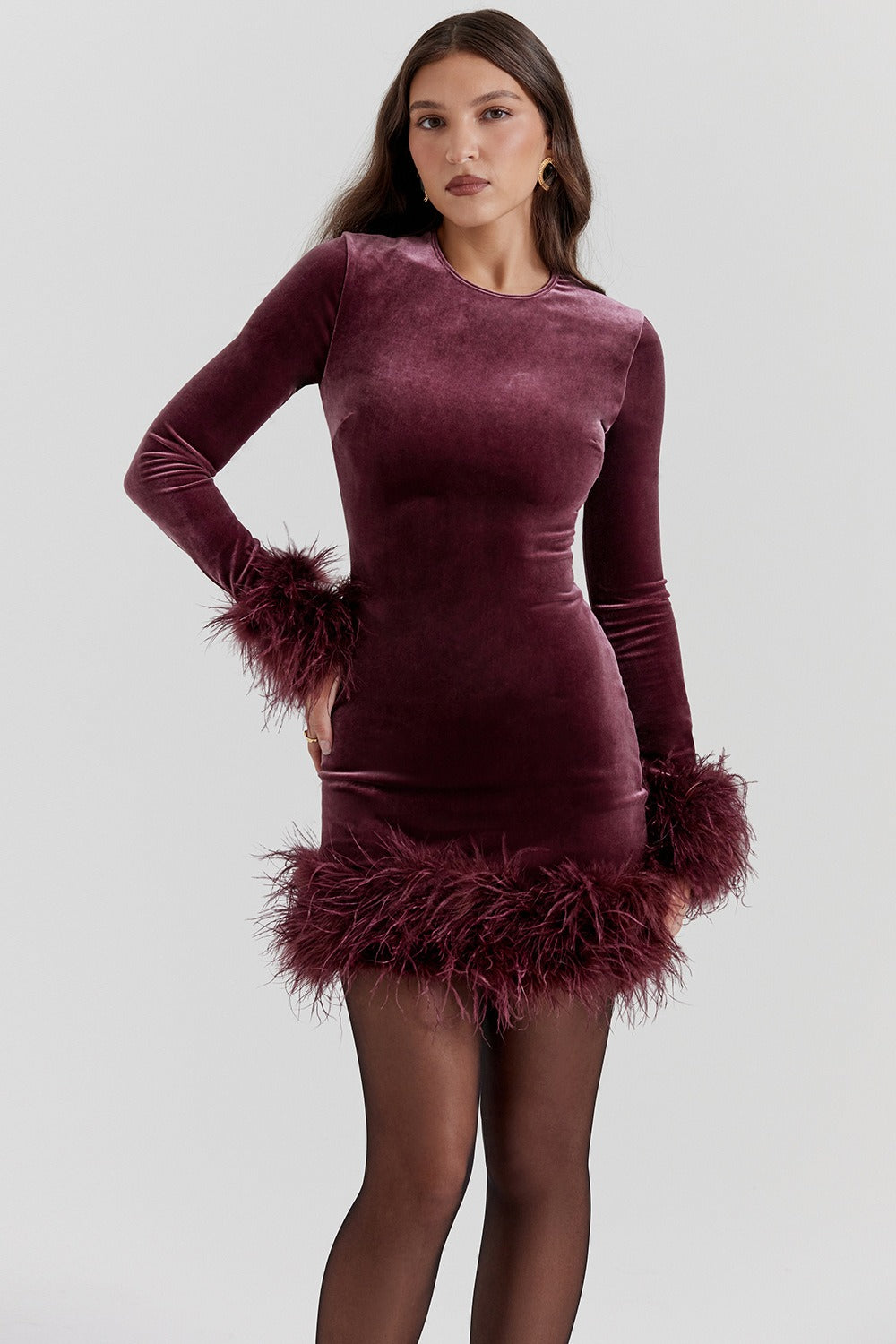 Knit Fuzzy Cuff Hem Cocktail Dress image 5