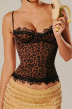 Chic Leopard Print Lace Insert Cami Top image 2