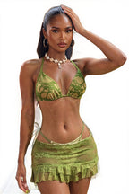 Sexy Green Lace Bikini With Cover Three Piece Swim Sets image 2