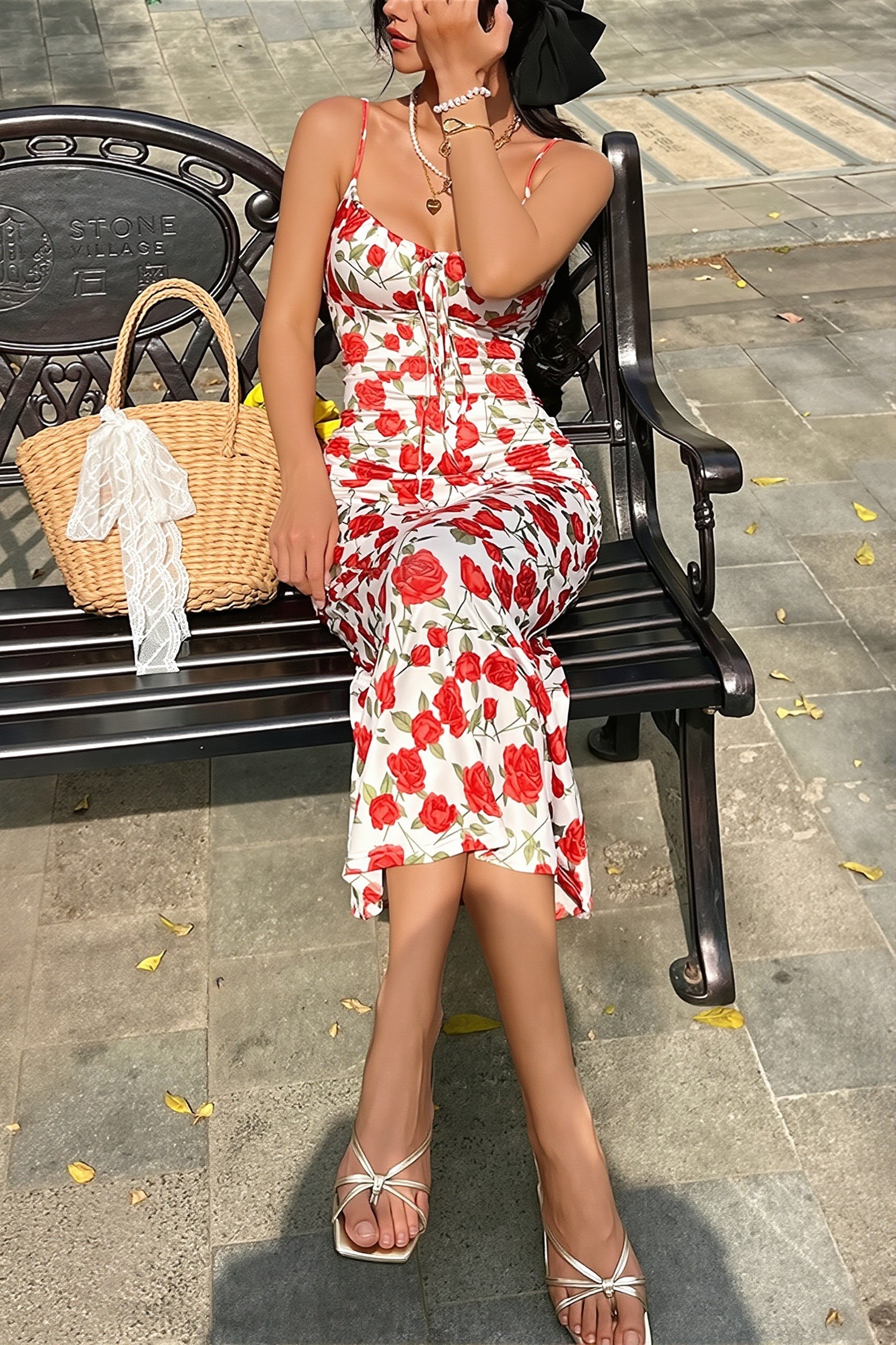 Romantic Floral Slim Maxi Dress image 3