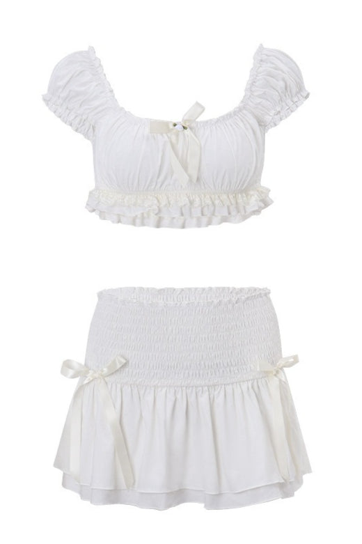 Elegant Puff Sleeve Crop Slim Skirt Set image 7