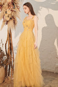 Yellow Spaghetti Strap Mini Formal Dress image 1