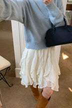 Romantic Ruffled Asymmetrical Chiffon Mini Skirt image 6