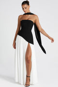 Color Block Flowy Tie Bustier Formal Dress image 1