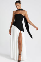 Color Block Flowy Tie Bustier Formal Dress image 1