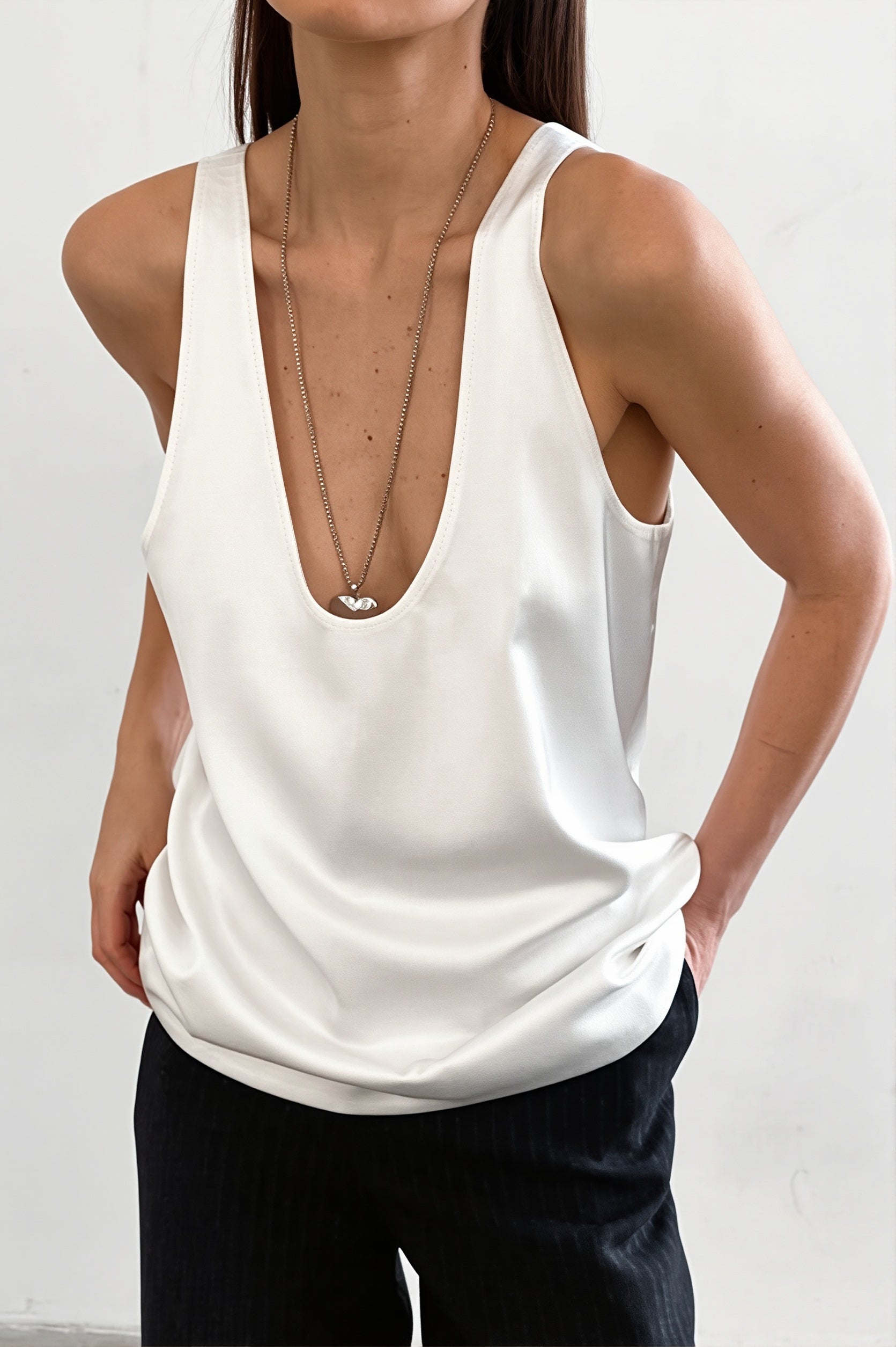 Chic Ice Silk Deep V Layering Cami Top image 1