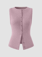 Elara Button Tank detail view styled for Avrienne