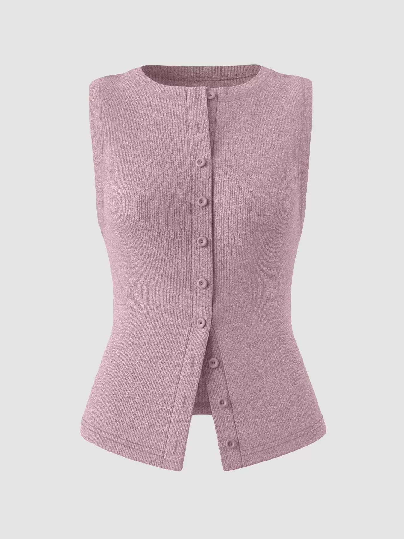 Elara Button Tank detail view styled for Avrienne