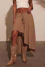 Elastic Waist Asymmetric Casual Skirt image 5