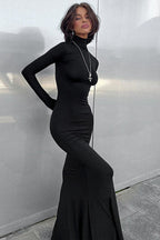 High Neck Long Sleeve Maxi Dress image 3