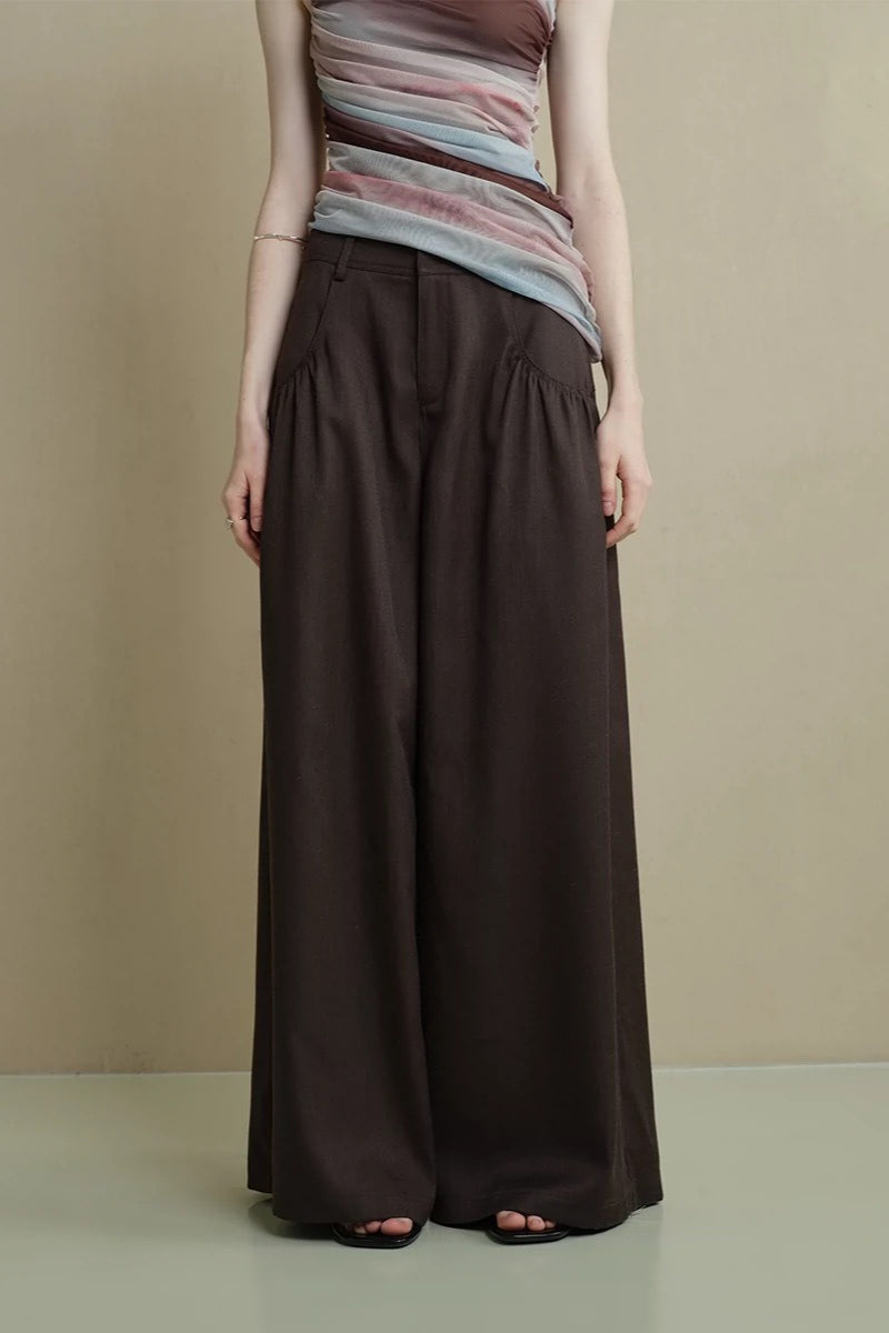 Vintage Soft Ruched Wide-Leg Pants image 1