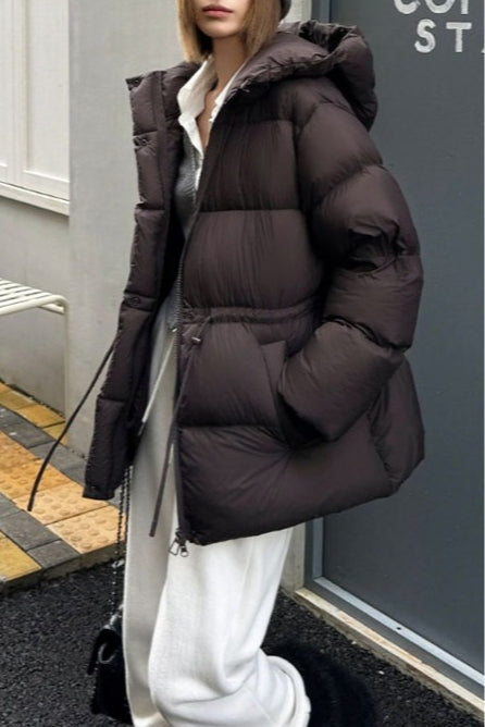Premium White Duck Down Trench Puffer Jacket image 1