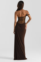 Solid Lace Panel Bodycon Formal Dress image 4