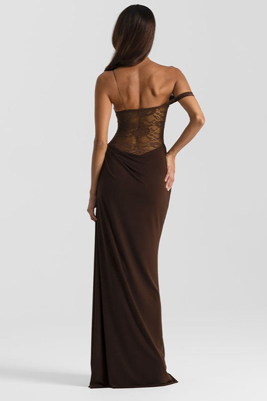 Solid Lace Panel Bodycon Formal Dress image 4