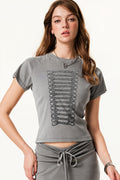 Street Style Vintage Washed Print T-shirt image 1