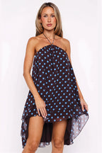 Chic Polka Dot Halter Backless Tie Waist Mini Dress image 1