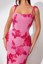 Elegant 3D Flowers Embroidery Mesh Floral Dress image 2