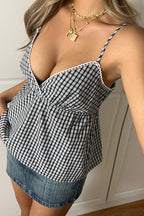 Minimalist Casual Plaid Tie Cami Top image 3