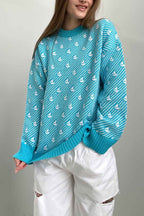 Sailboat Pattern Crew Neck Knit Sweater image 6