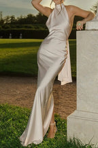 Sexy Satin Backless Sleeveless Party Dress image 1