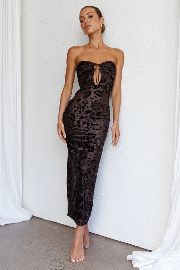 Sexy Lace Backless Strapless Midi Dress image 5