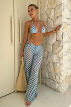 Polka Dot Tie Side Bikini With Pants Three Piece Swim Sets image 3