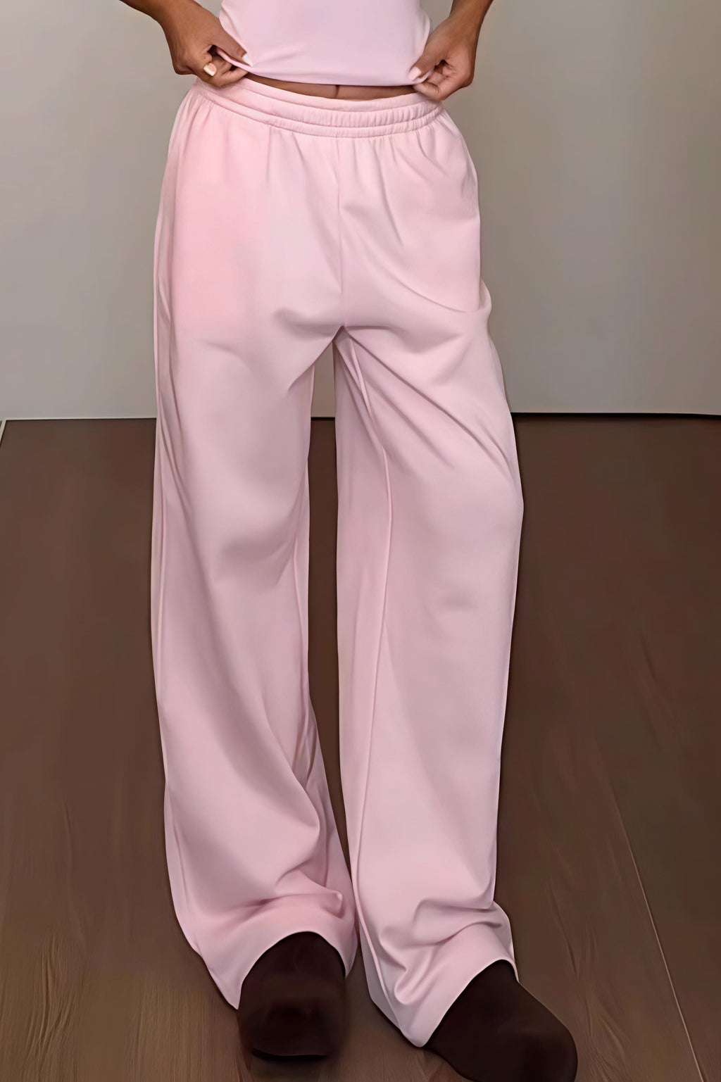 Retro Pink Relaxed Wide Leg Casual Pants image 3