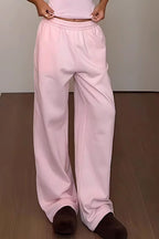 Retro Pink Relaxed Wide Leg Casual Pants image 3