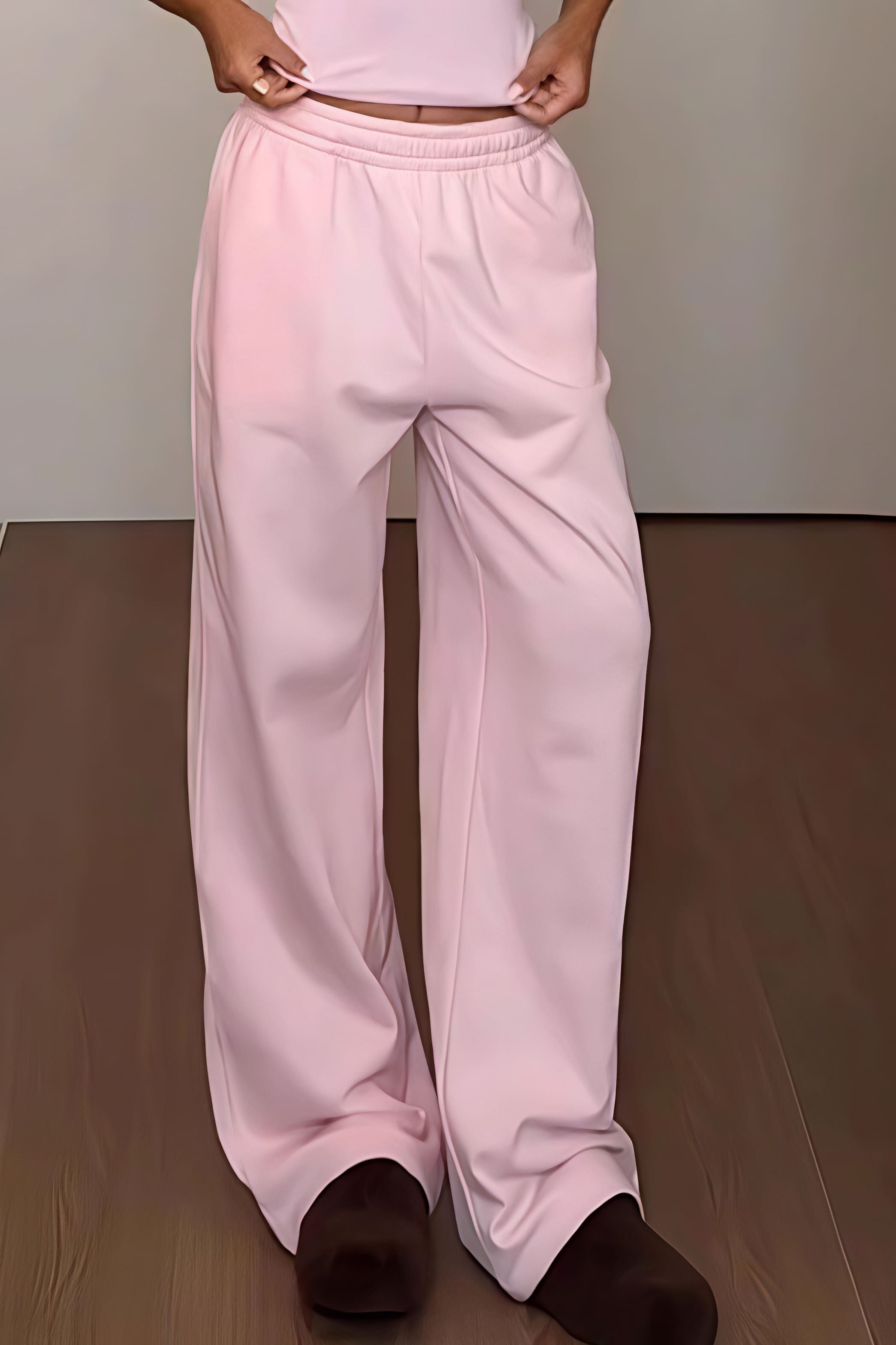 Retro Pink Relaxed Wide Leg Casual Pants image 3