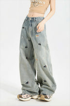 Cute Dog Embroidered Vintage Loose Jeans image 2