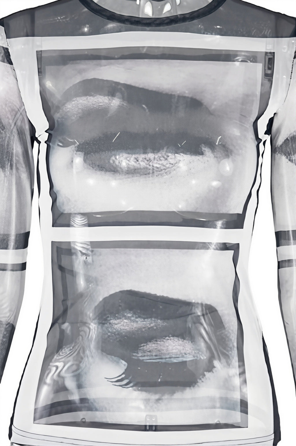Round Neck Mesh Printed Long Sleeve Tee image 3