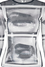 Round Neck Mesh Printed Long Sleeve Tee image 3