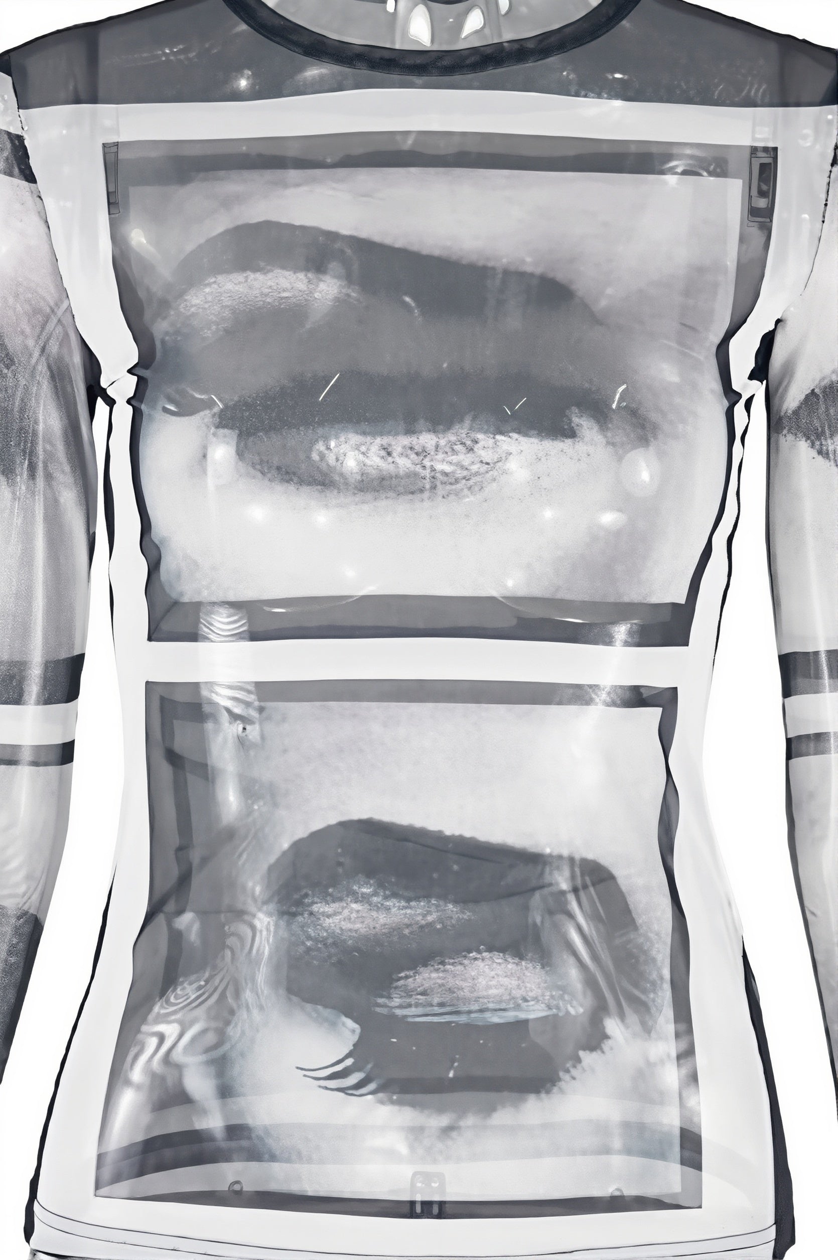 Round Neck Mesh Printed Long Sleeve Tee image 3