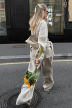 Relaxed Fit V Neck Ribbed Sweater with Pants Two Piece Pants Set image 8