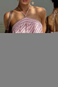 Striped Halter Backless Chic Mini Dress image 1