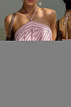 Striped Halter Backless Chic Mini Dress image 1