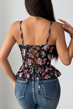 Floral Irregular Ruffle Tie Cami Top image 11