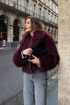 Thickened Plush Collar Solid Warm Short Coat image 3