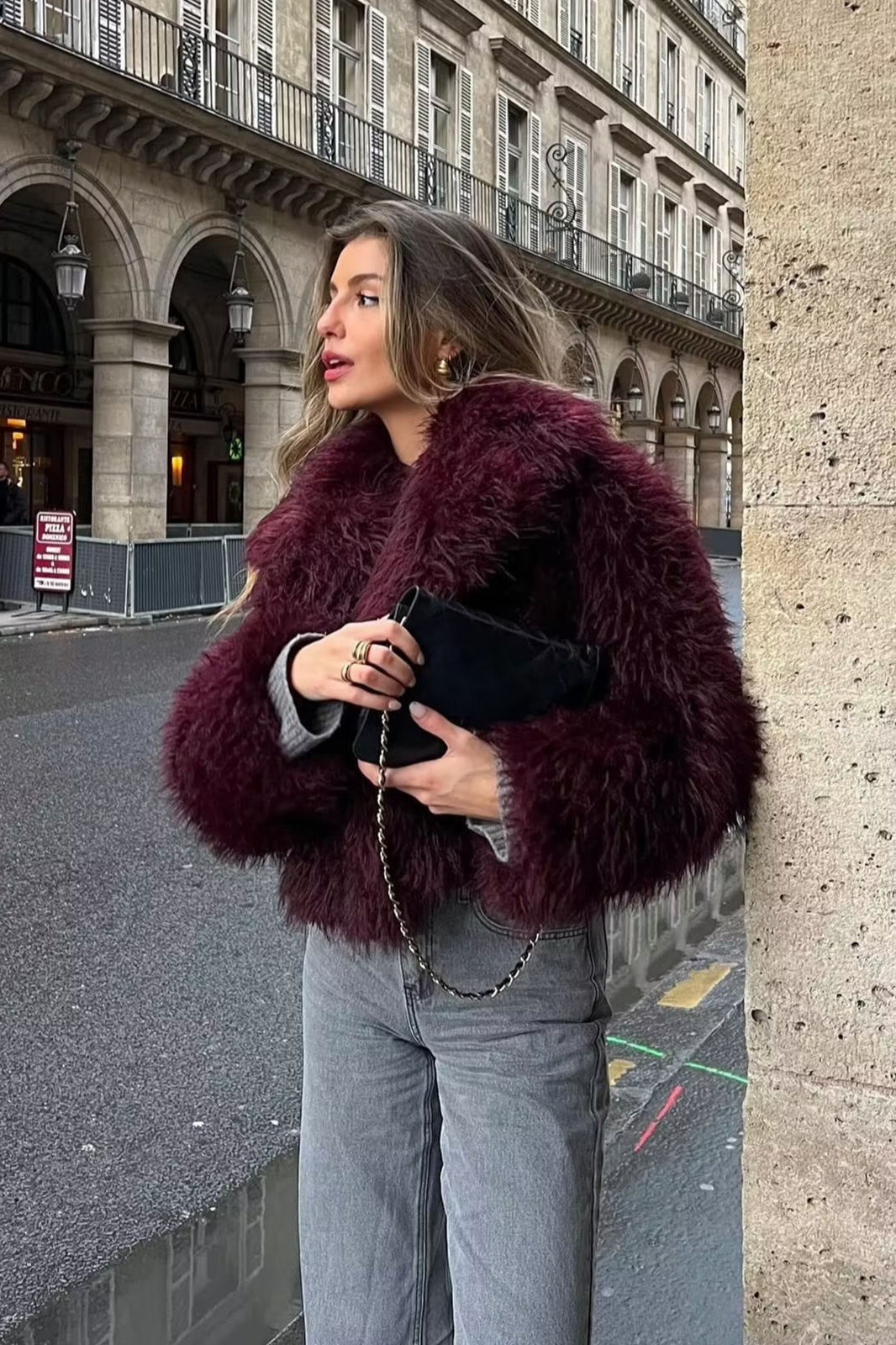 Thickened Plush Collar Solid Warm Short Coat image 3