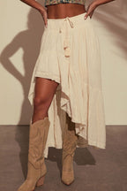 Elastic Waist Asymmetric Casual Skirt image 1