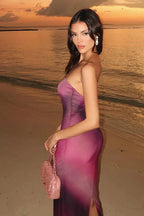 Gradient Print Strapless Bodycon Maxi Dress image 4