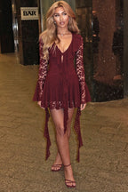Lace Ruffle Tie Long Sleeve Mini Dress image 12